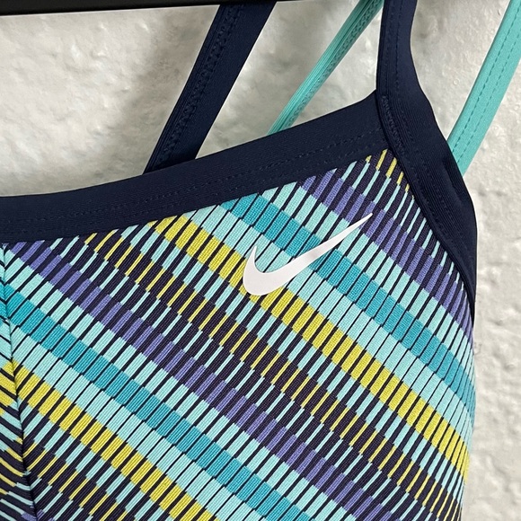 Nike Striped Double Crossback One-Piece Swimsuit M - Picture 6 of 15